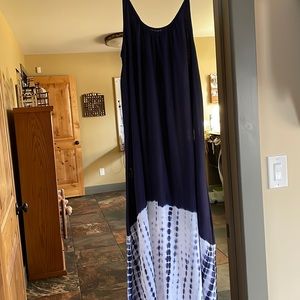 Maxi summer dress navy blue and white never been worn. Another great cover up